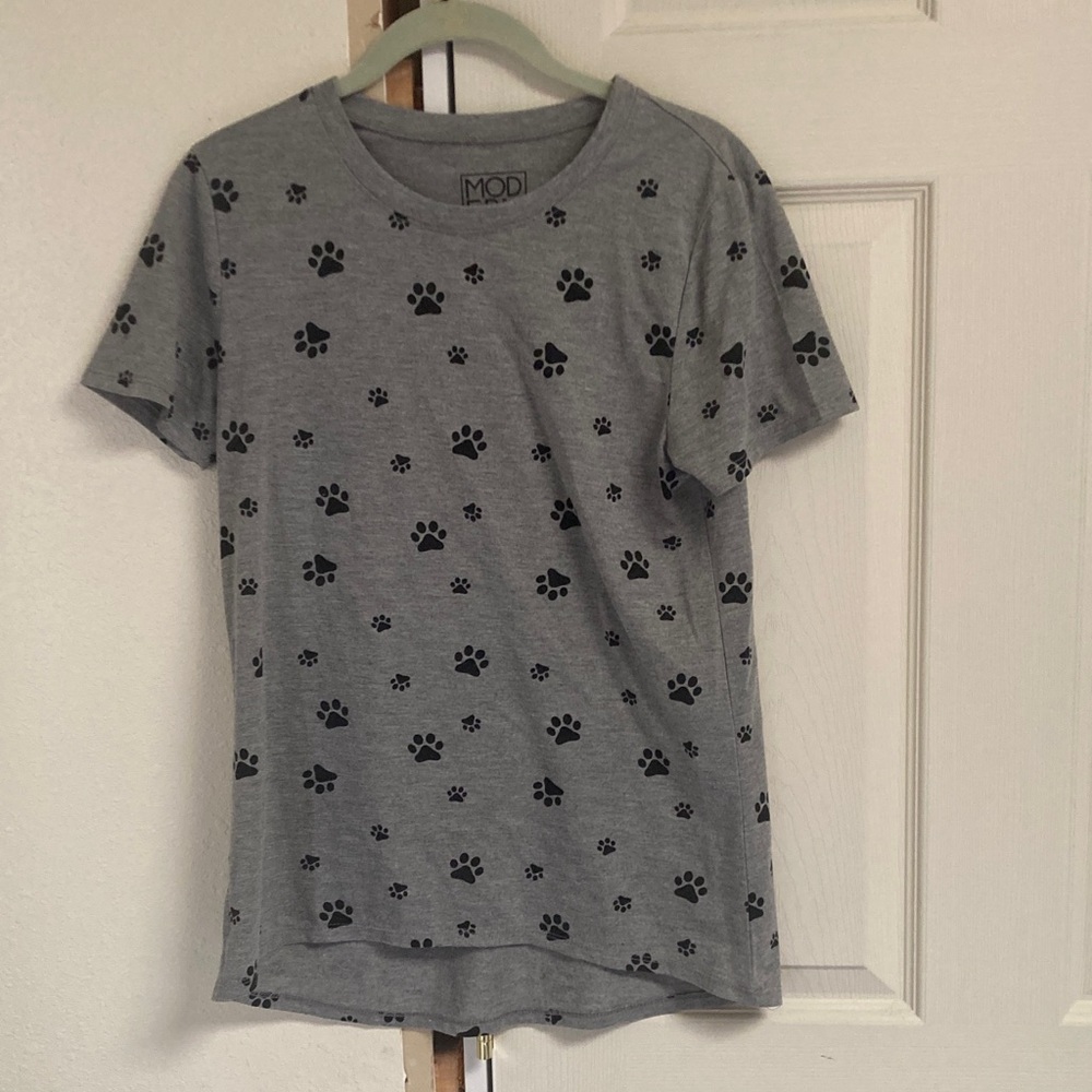 Gray T-Shirt with Black Paw Prints from Target